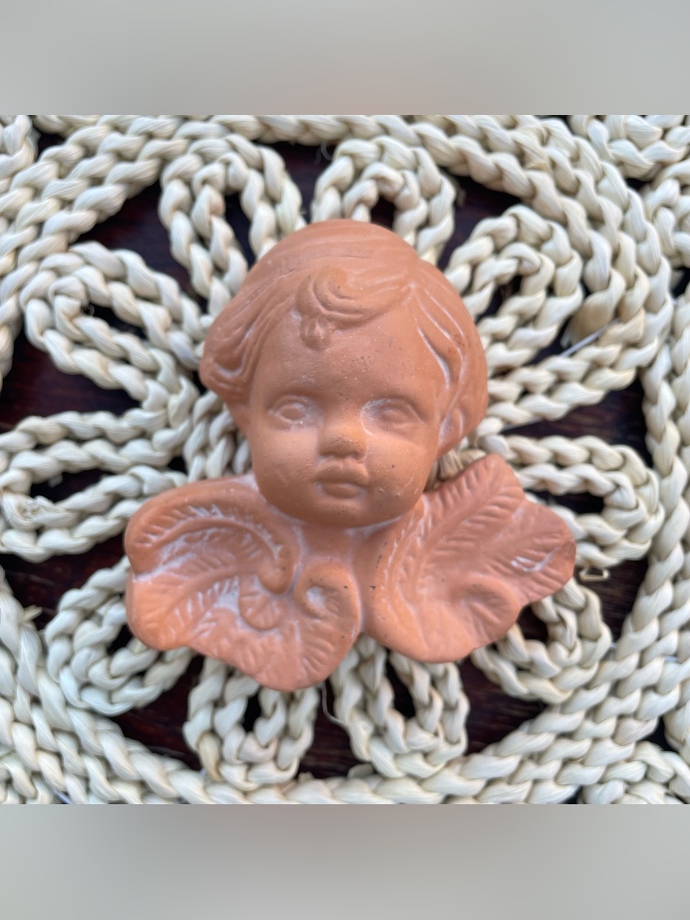 Vintage Terracotta Cherub Angel Wall Hanging